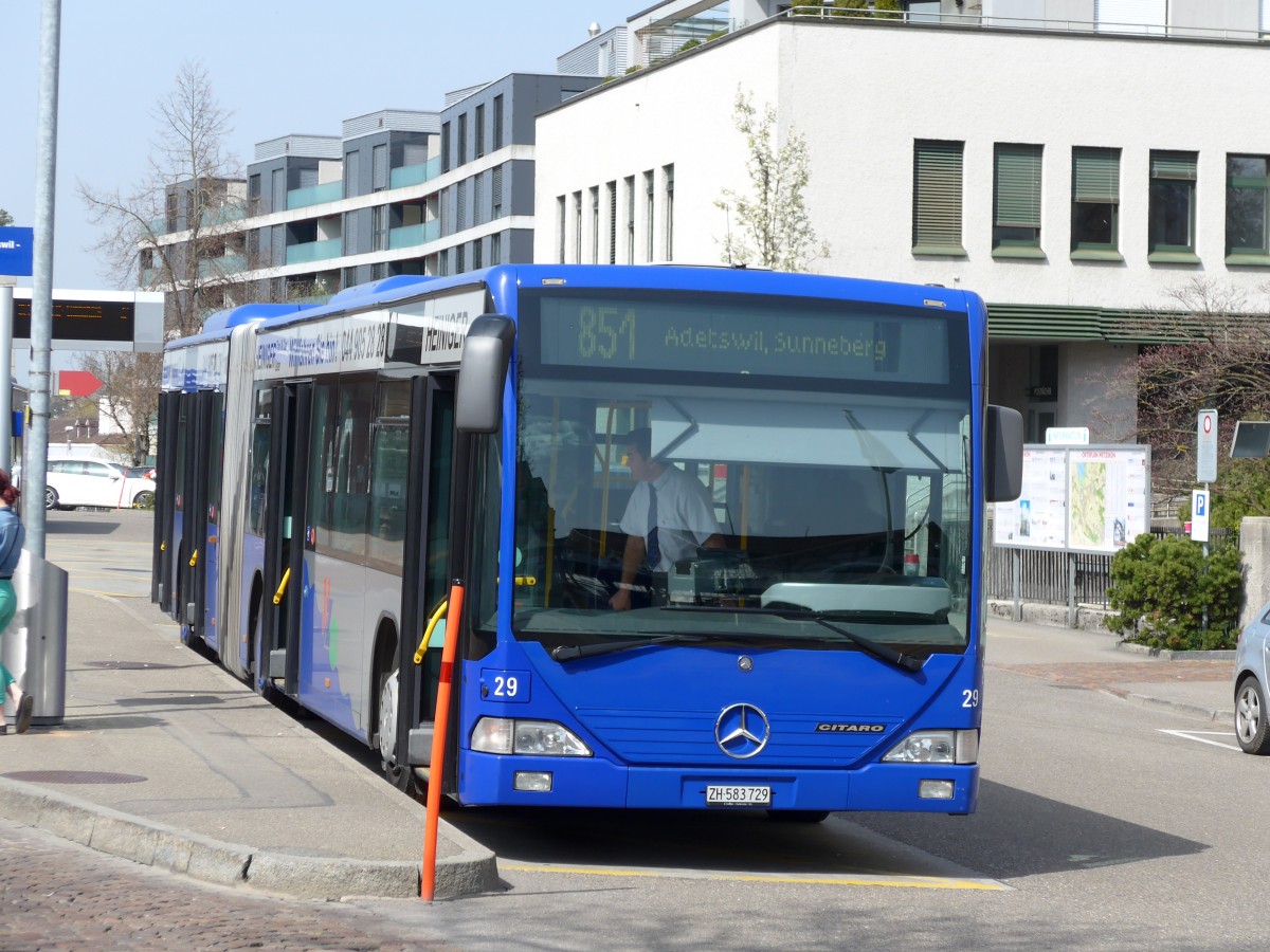 (149'498) - VZO Grningen - Nr. 29/ZH 583'729 - Mercedes am 31. Mrz 2014 beim Bahnhof Wetzikon