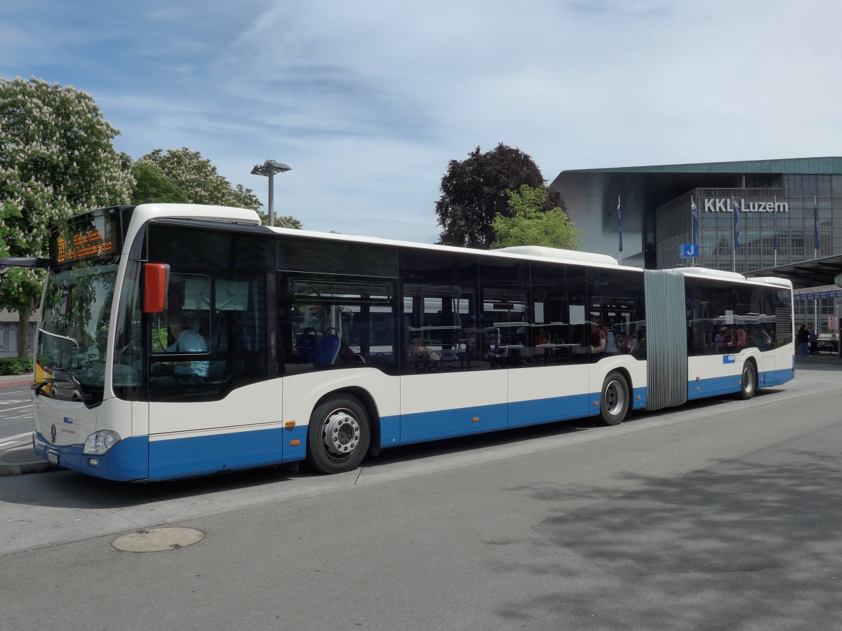 (150'615) - VBL Luzern - Nr. 166/LU 174'617 - Mercedes am 10. Mai 2014 beim Bahnhof Luzern