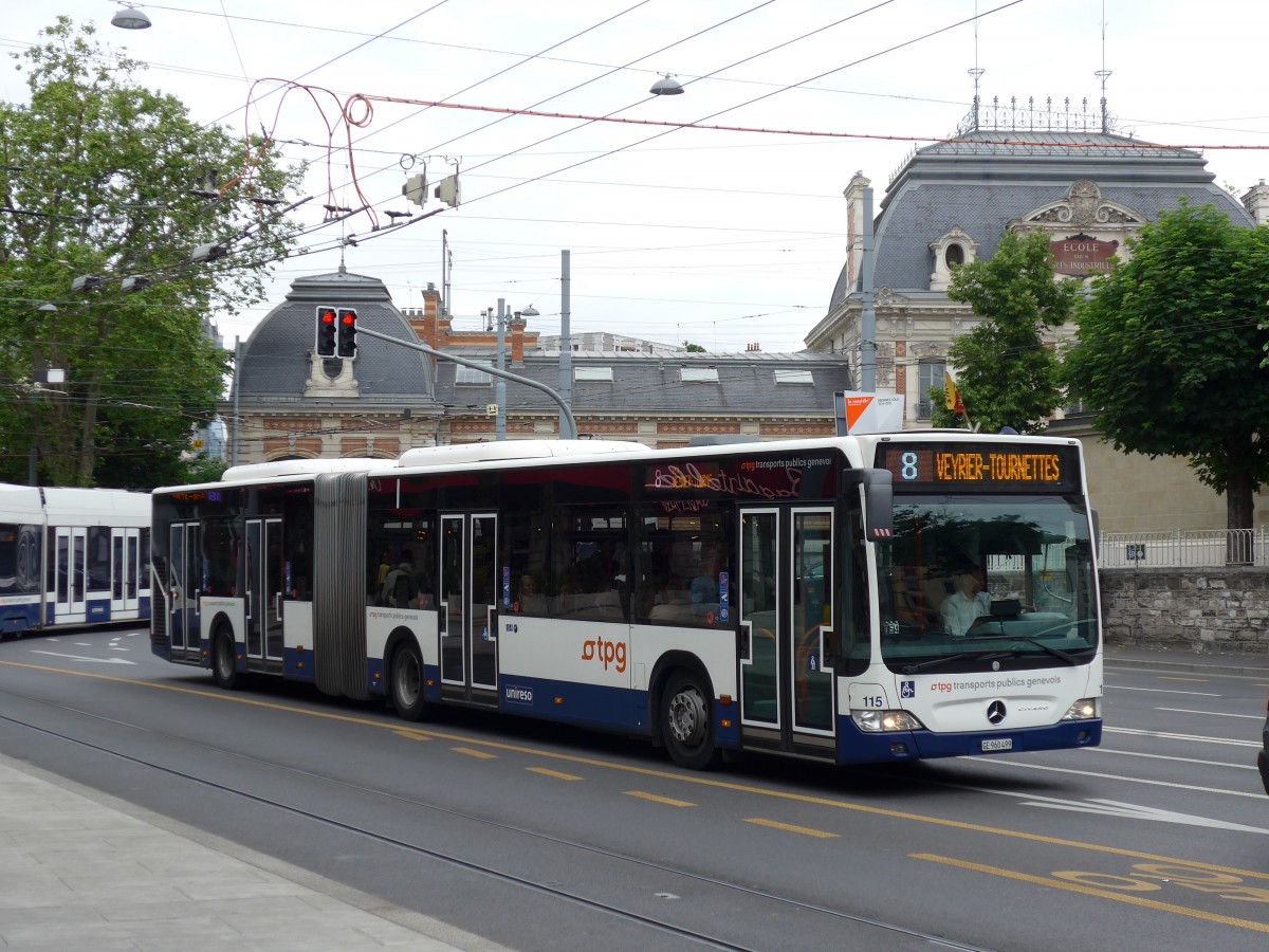 (150'806) - TPG Genve - Nr. 115/GE 960'499 - Mercedes am 26. Mai 2014 in Genve, Place des Vingt-Deux-Cantons