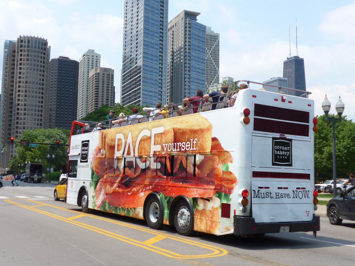 (153'202) - Trolley&Double Decker, Chicago - 10'986 PT - ??? am 18. Juli 2014 in Chicago, Navy Pier