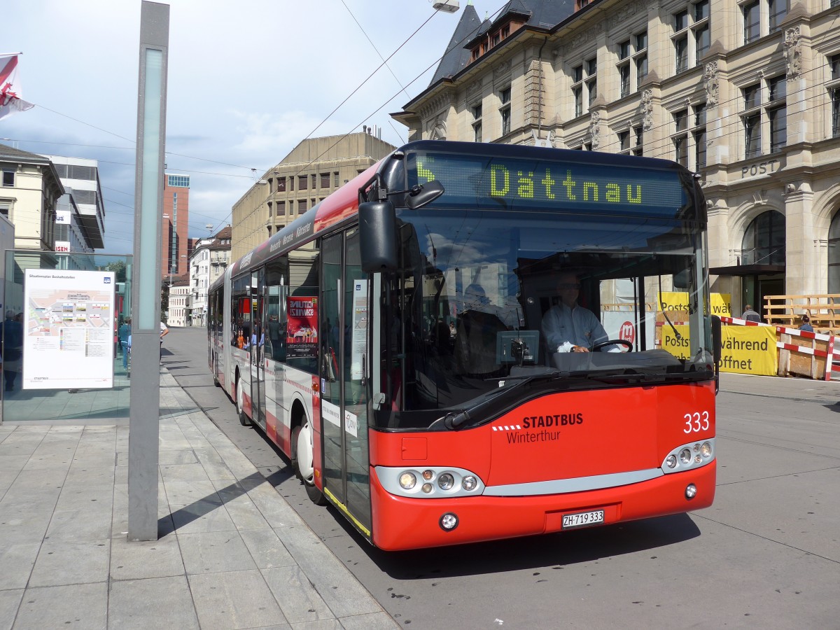 (153'943) - SW Winterthur - Nr. 333/ZH 719'333 - Solaris am 16. August 2014 beim Hauptbahnhof Winterthur