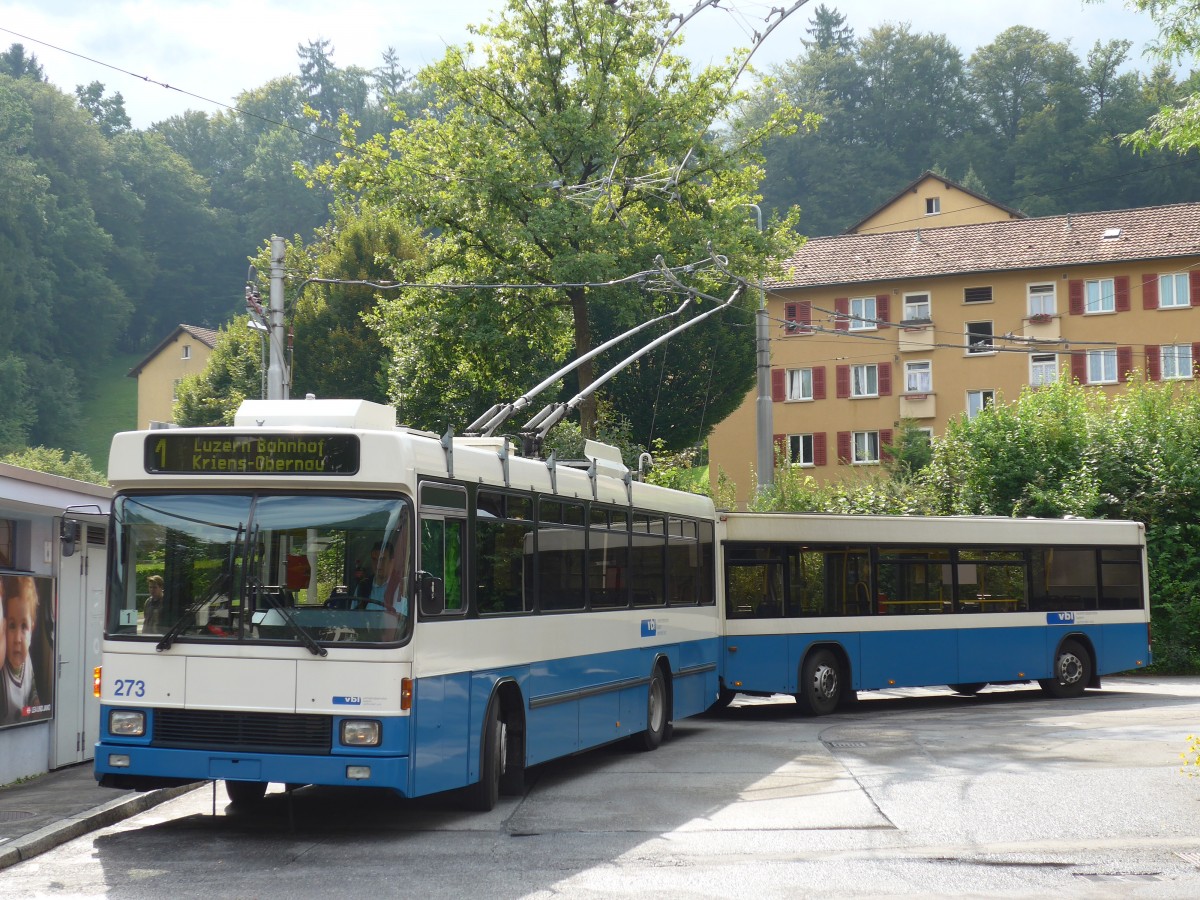 (154'027) - VBL Luzern - Nr. 273 - NAW/R&J-Hess Trolleybus am 19. August 2014 in Luzern, Maihof