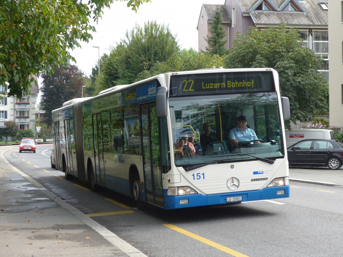 (154'040) - VBL Luzern - Nr. 151/LU 15'051 - Mercedes am 19. August 2014 in Luzern, Maihof