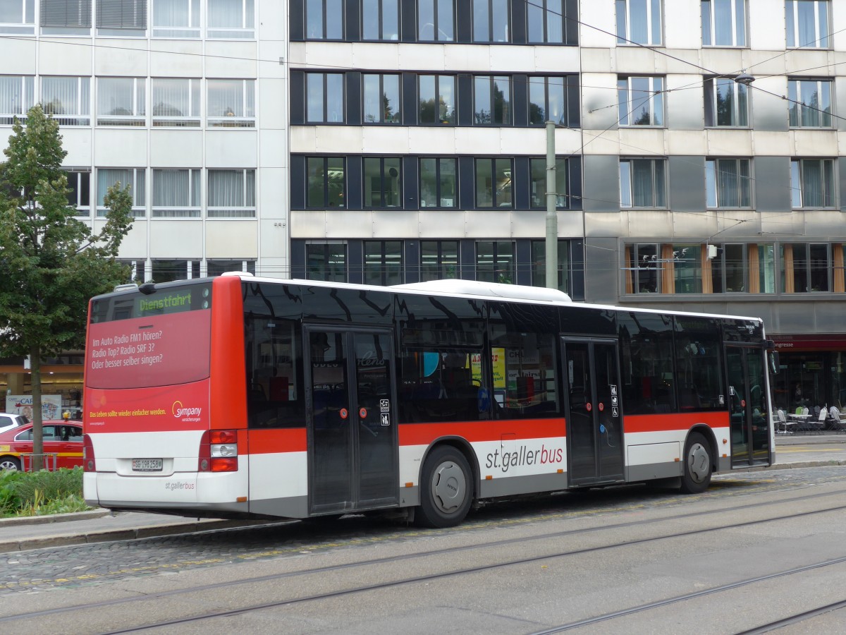 (154'160) - St. Gallerbus, St. Gallen - Nr. 258/SG 198'258 - MAN am 20. August 2014 beim Bahnhof St. Gallen