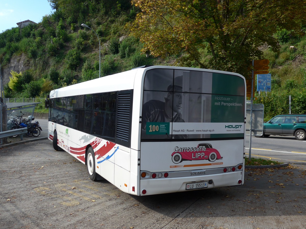 (154'647) - ARAG Ruswil - Nr. 9/LU 15'513 - Solaris am 30. August 2014 beim Bahnhof Wolhusen