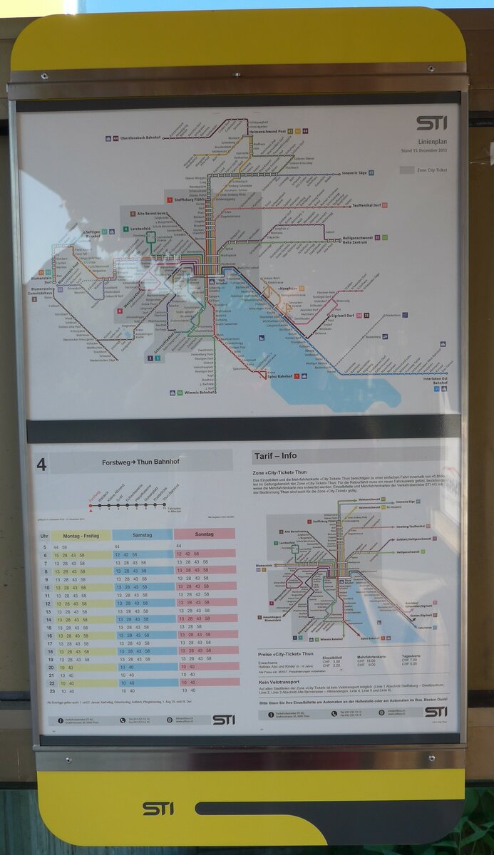 (154'890) - STI-Fahrplan von 2013 bis 2014 am 6. September 2014 in Thun-Lerchenfeld, Forstweg