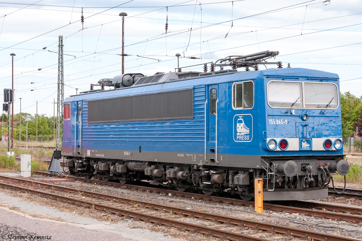 155 045-9 IntEgro Verkehr GmbH stand in Stendal abgestellt und wartete auf neue Einstze. 31.05.2015
