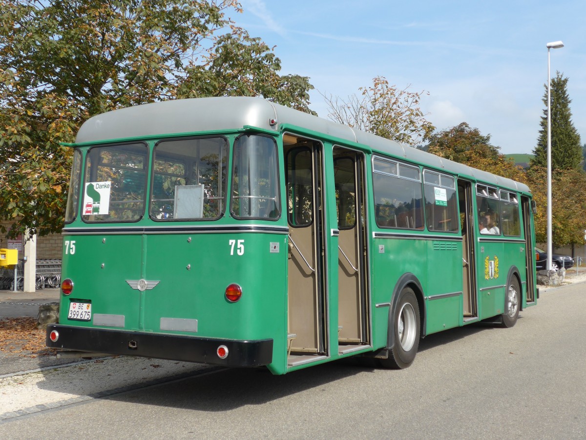 (155'522) - BVB Basel (RWB) - Nr. 75/BE 399'675 - FBW/FHS am 5. Oktober 2014 in Burgdorf, Ziegelgut