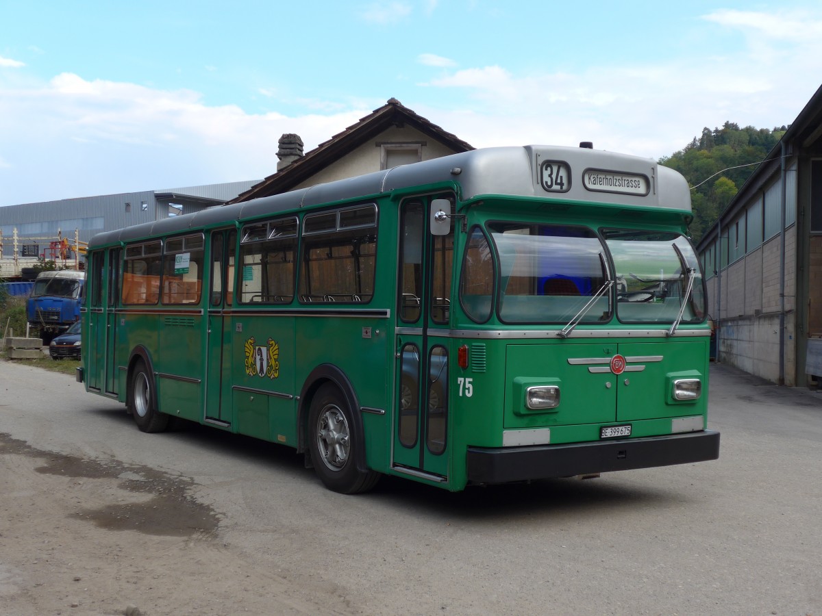 (155'554) - BVB Basel (RWB) - Nr. 75/BE 399'675 - FBW/FHS am 5. Oktober 2014 in Oberburg, Ziegelgut