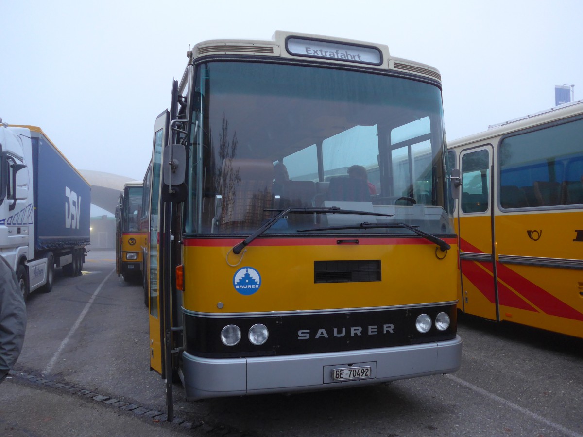 (155'599) - Leuenberger, Kirchberg - BE 70'492 - Saurer/Lauber (ex Niederer, Filzbach Nr. 11) am 12. Oktober 2014 in Deitingen, Autobahnraststtte