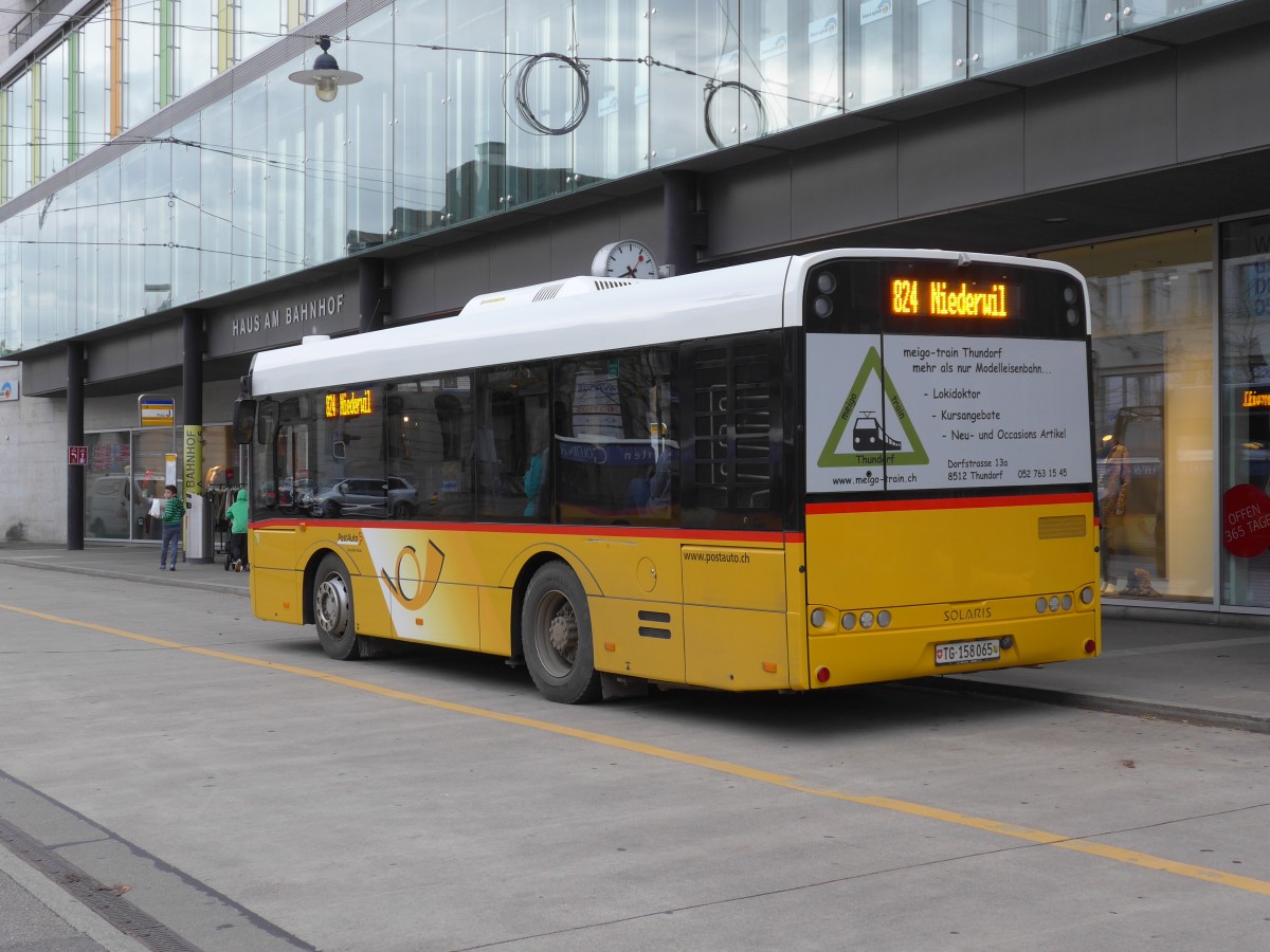 (155'929) - PostAuto Ostschweiz - TG 158'065 - Solaris am 22. Oktober 2014 beim Bahnhof Frauenfeld