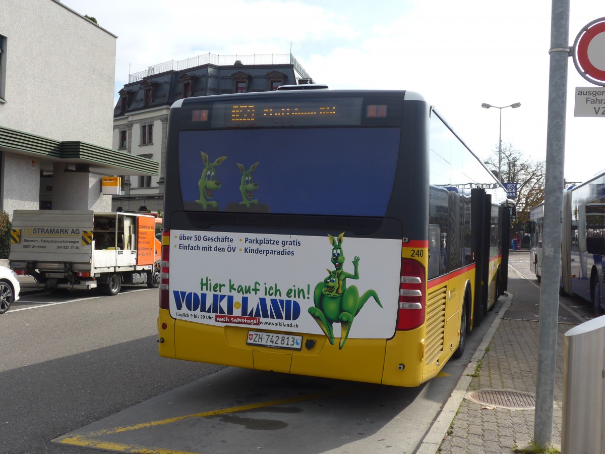 (156'228) - Ryffel, Uster - Nr. 240(41)/ZH 742'813 - Mercedes am 28. Oktober 2014 beim Bahnhof Wetzikon