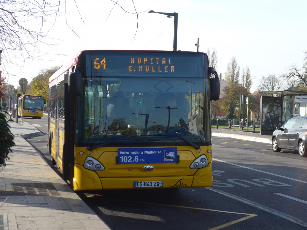 (157'471) - Sola, Mulhouse - Nr. 348/CS 843 ZX - Heuliez am 23. November 2014 beim Hauptbahnhof Mulhouse