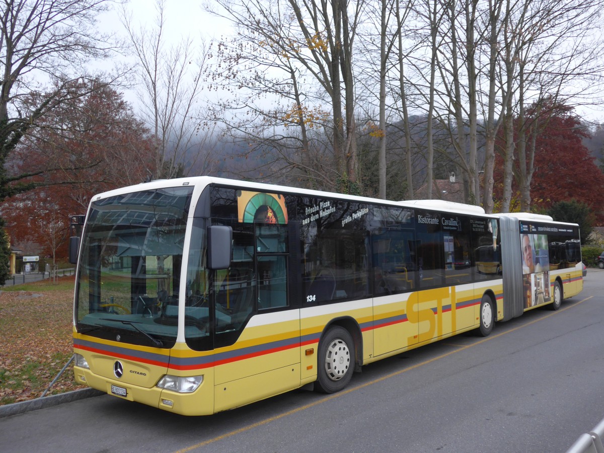 (157'604) - STI Thun - Nr. 134/BE 801'134 - Mercedes am 4. Dezember 2014 bei der Schifflndte Thun