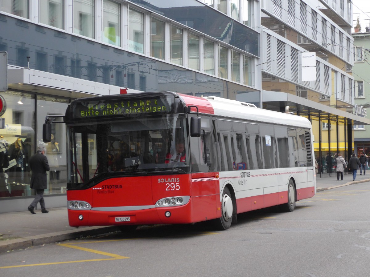 (157'641) - SW Winterthur - Nr. 295/ZH 730'295 - Solaris am 6. Dezember 2014 in Winterthur, Bankstrasse