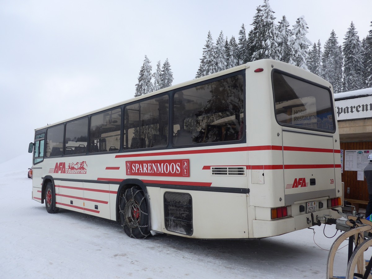 (158'656) - AFA Adelboden - Nr. 39/BE 25'753 - NAW/R&J (ex Nr. 18; ex Autopostale, Mendrisio Nr. 38; ex Piotti, Balerna Nr. 38; ex AAGI Interlaken Nr. 38; ex Schmocker, Beatenberg Nr. 3) am 8. Februar 2015 in Zweisimmen, Sparenmoos