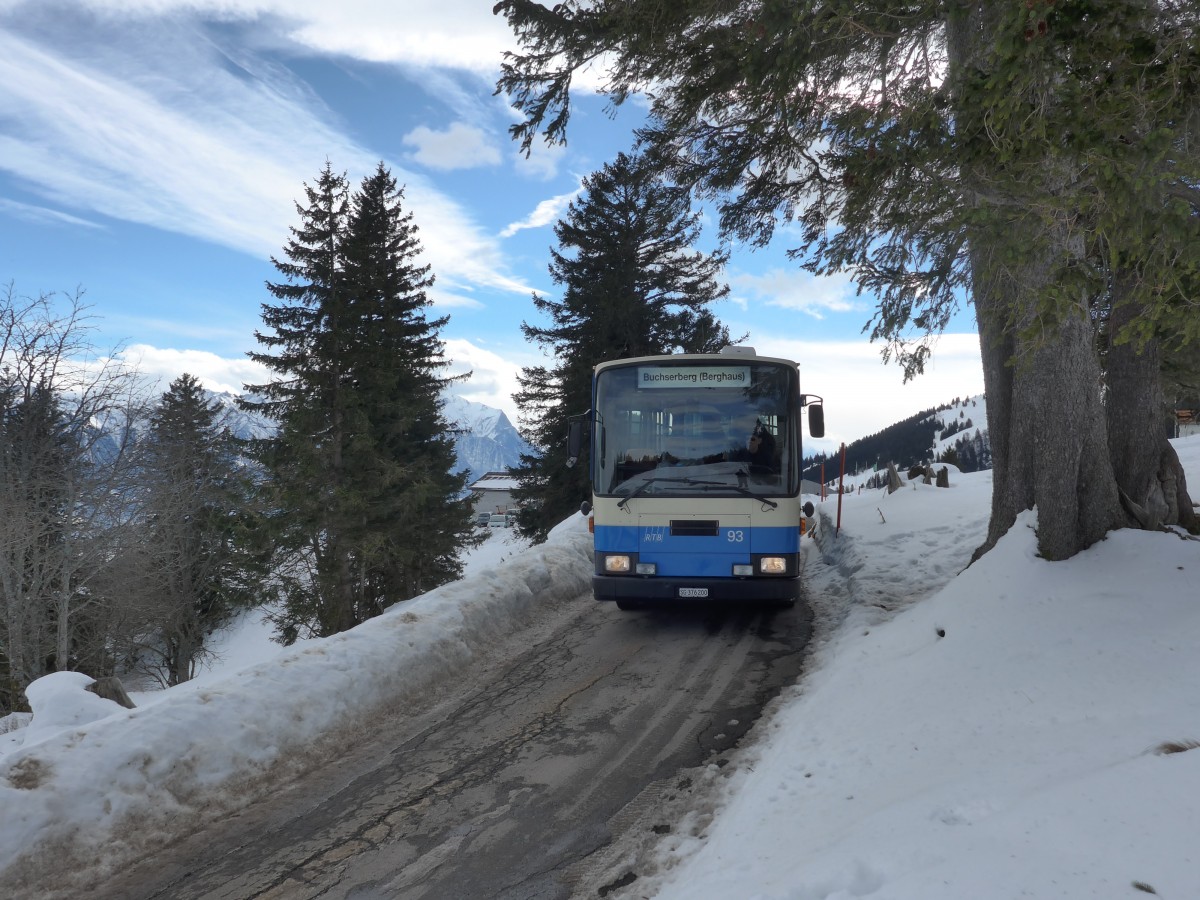 (158'717) - RTB Altsttten - Nr. 93/SG 376'200 - NAW/Lauber (ex R.G.V. Autobus, Stabio; ex AMSA Chiasso Nr. 23; ex AWA Amden Nr. 3) am 14. Februar 2015 in Buchserberg, Berghaus