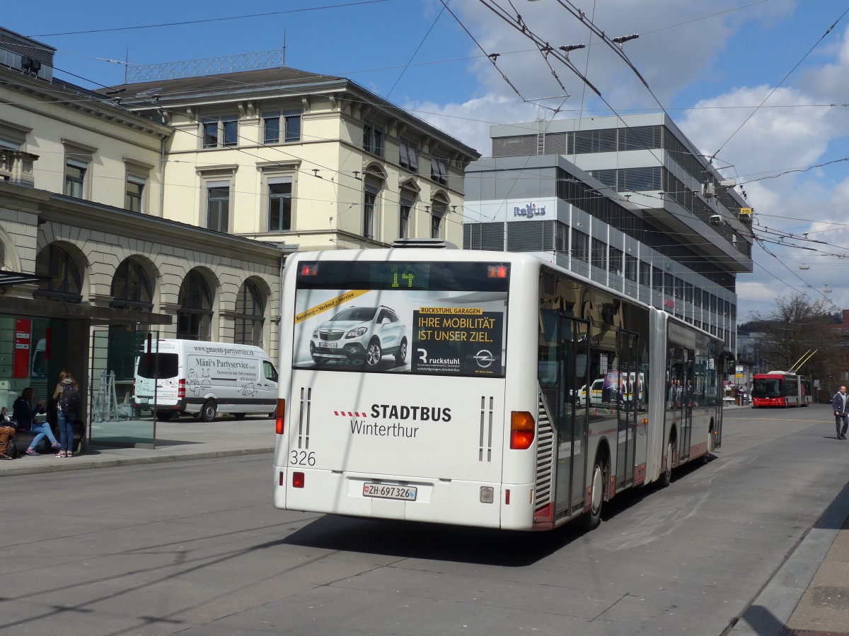 (159'455) - SW Winterthur - Nr. 326/ZH 697'326 - Mercedes am 27. Mrz 2015 beim Hauptbahnhof Winterthur