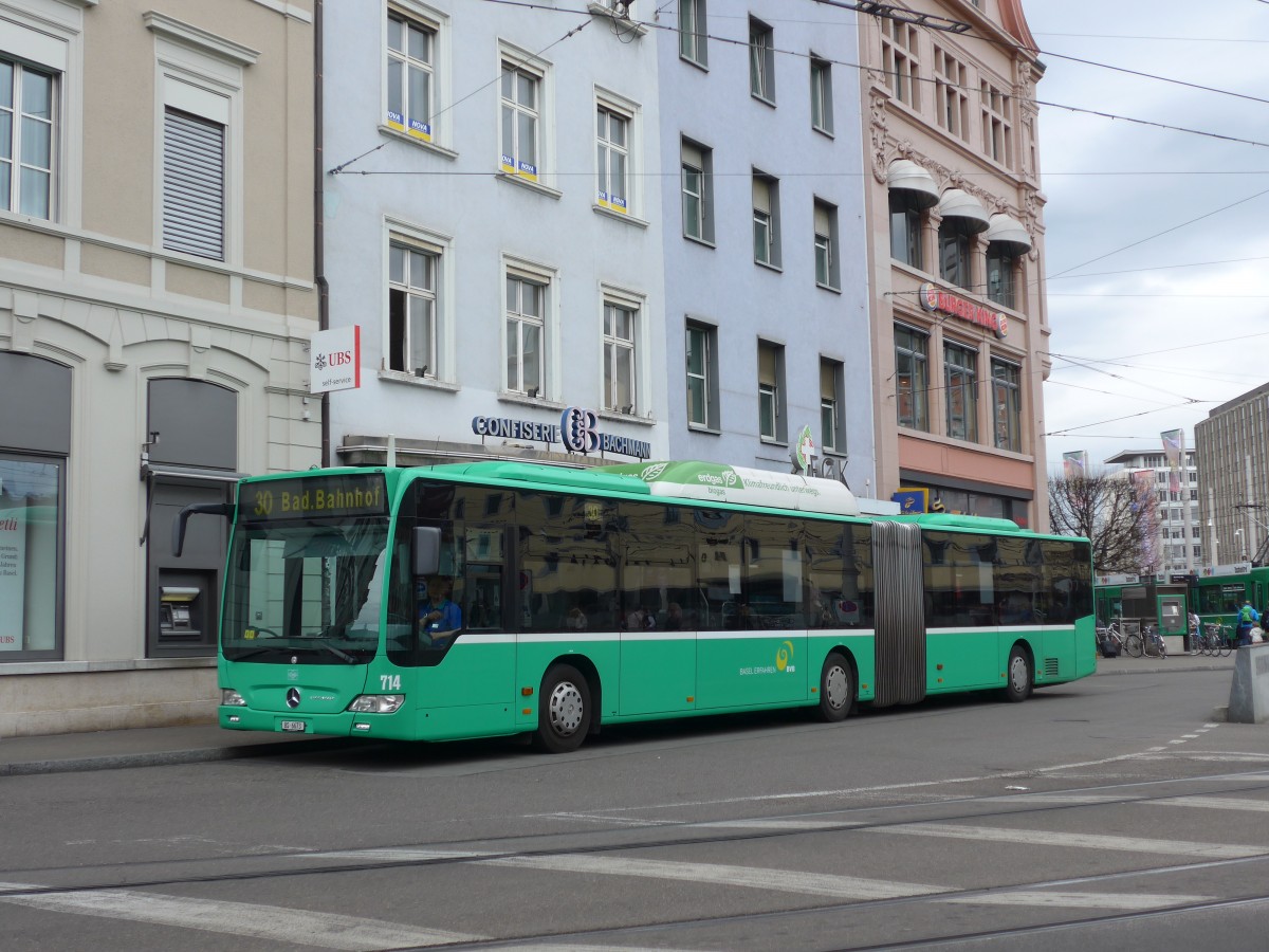 (159'721) - BVB Basel - Nr. 714/BS 6673 - Mercedes am 11. April 2015 beim Bahnhof Basel