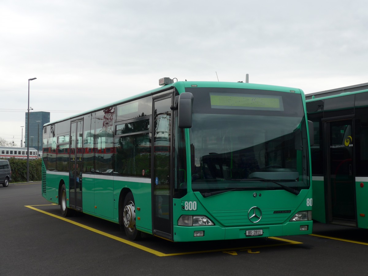 (159'740) - BVB Basel - Nr. 800/BS 2811 - Mercedes (ex VR La Chaux-de-Fonds Nr. 232) am 11. April 2015 in Basel, Garage Rankstrasse