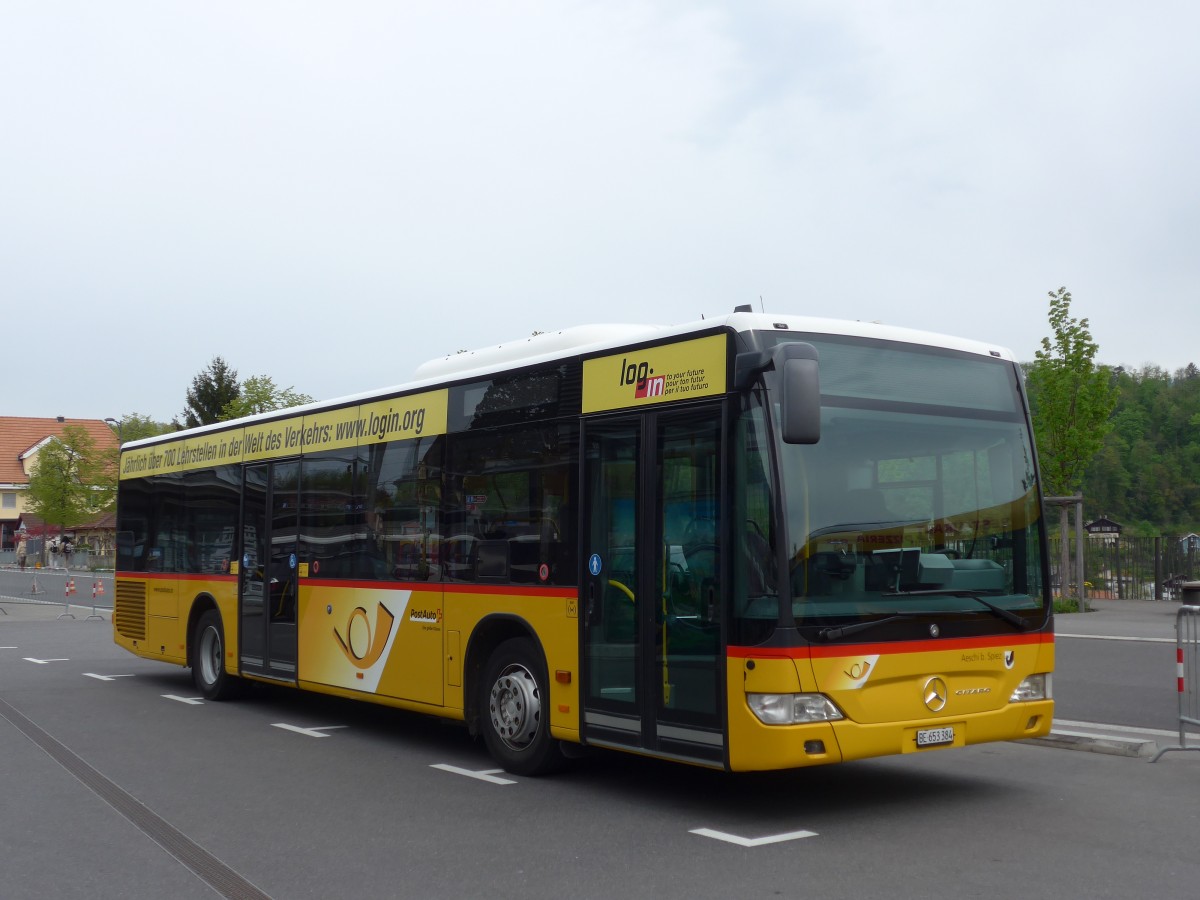 (159'989) - PostAuto Bern - BE 653'384 - Mercedes am 25. April 2015 beim Bahnhof Spiez