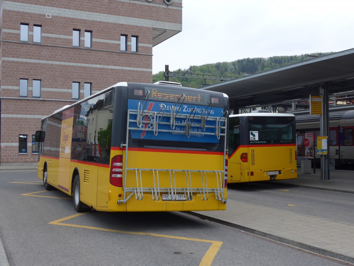 (160'020) - PostAuto Bern - BE 653'385 - Mercedes am 25. April 2015 beim Bahnhof Spiez