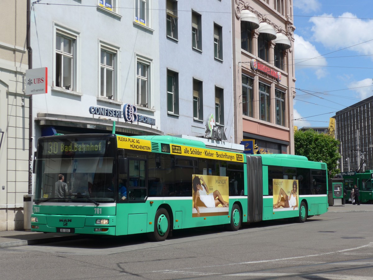 (160'527) - BVB Basel - Nr. 761/BS 3261 - MAN am 17. Mai 2015 beim Bahnhof Basel