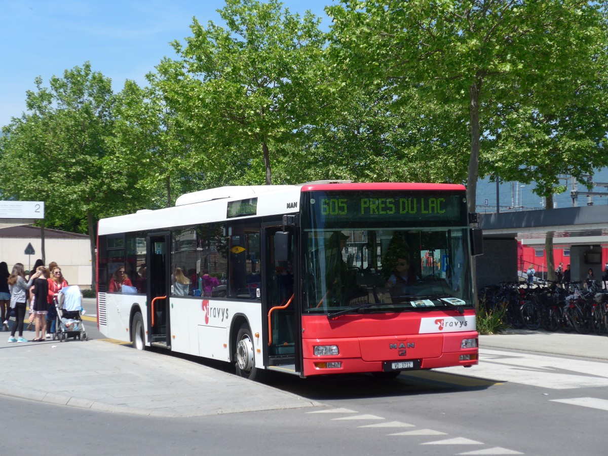 (161'310) - TRAVYS Yverdon - VD 3712 - MAN am 28. Mai 2015 beim Bahnhof Yverdon