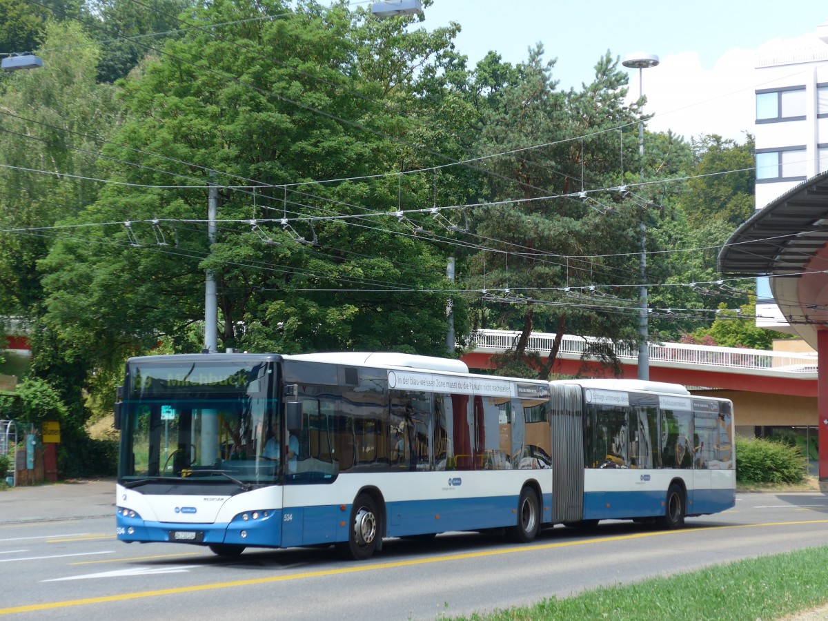 (162'955) - VBZ Zrich - Nr. 534/ZH 730'534 - Neoplan am 6. Juli 2015 in Zrich, Bucheggplatz