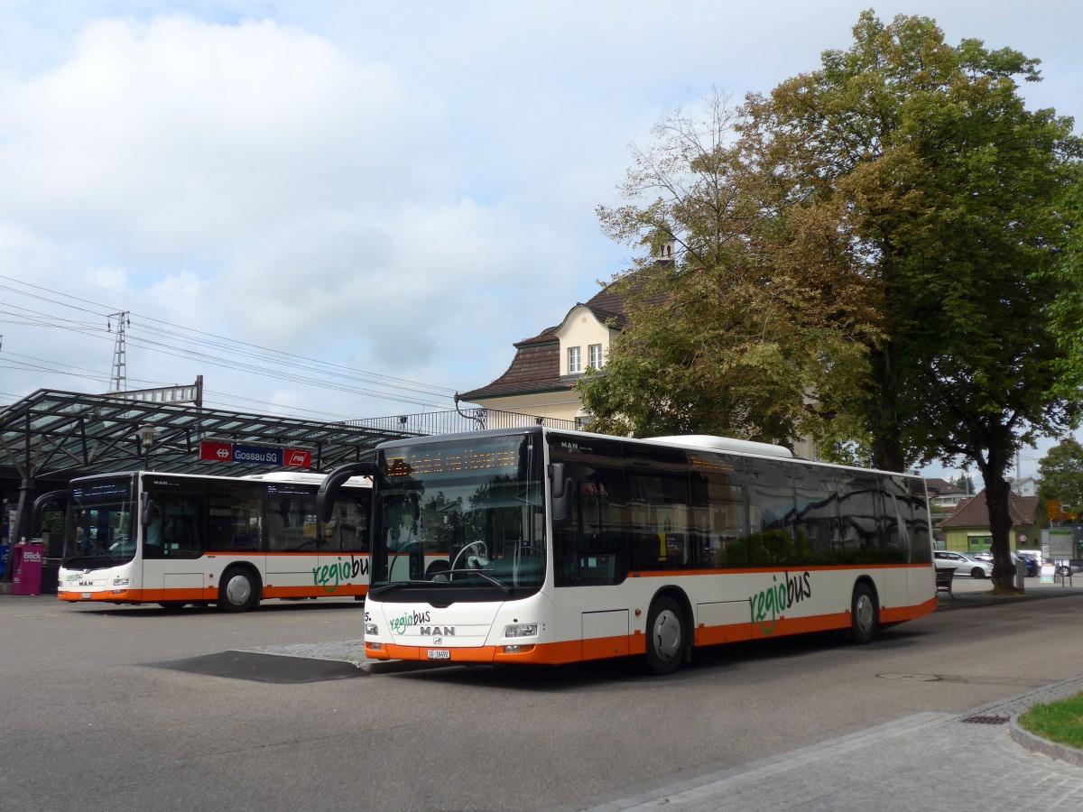 (163'200) - Regiobus, Gossau - Nr. 25/SG 16'492 - MAN am 2. August 2015 beim Bahnhof Gossau