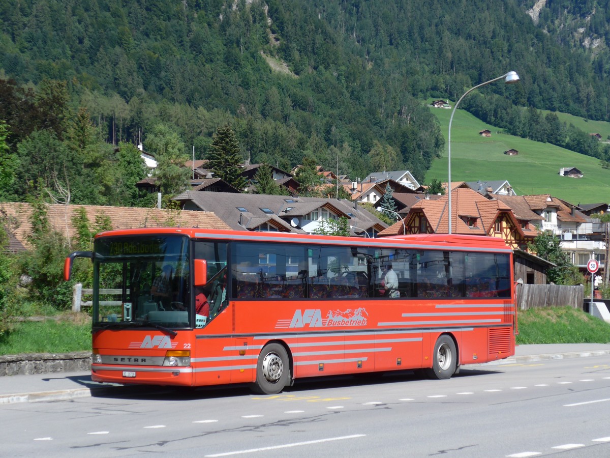 (163'700) - AFA Adelboden - Nr. 22/BE 26'708 - Setra (ex Nr. 8) am 20. August 2015 beim Bahnhof Frutigen