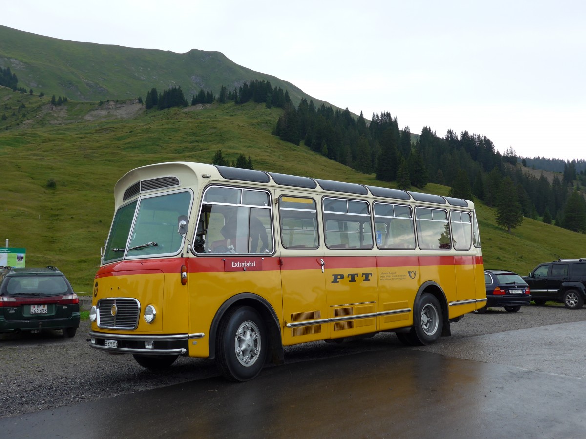 (163'752) - Rentsch, Gunten - BE 823'203 - FBW/Gangloff (ex P 23'203; ex P 21'003) am 23. August 2015 in Habkern, Lombachalp