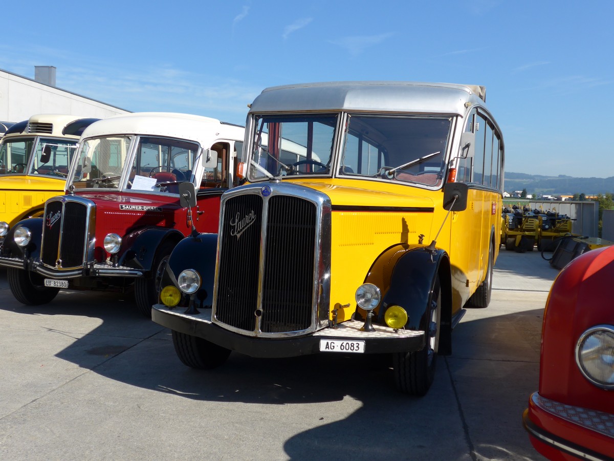 (163'905) - Holliger, Gontenschwil - AG 6083 - Saurer/Saurer (ex AAGL Liestal; ex LLB Susten; ex Tischhauser, Oberschan) am 29. August 2015 in Oberkirch, CAMPUS Sursee