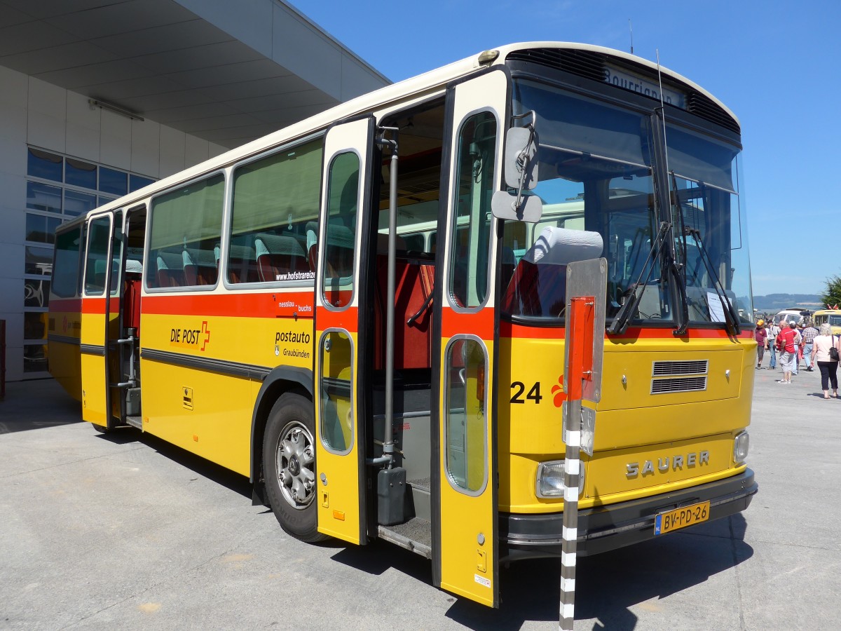 (164'164) - Aus Holland: FRAM Drachten - Nr. 24/BV-PD-26 - Saurer/R&J (ex PostAuto Graubnden; ex P 24'367) am 29. August 2015 in Oberkirch, CAMPUS Sursee