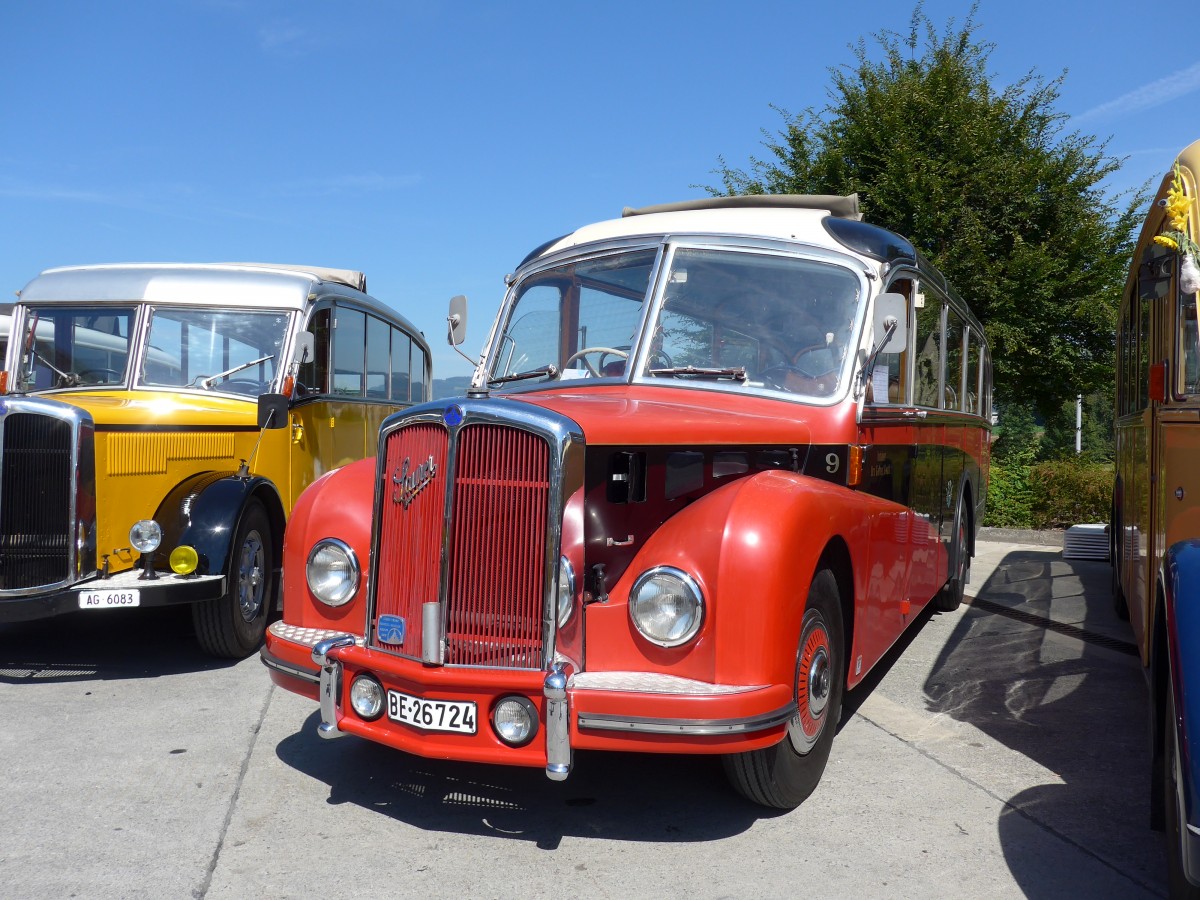 (164'170) - Gafner, Gwatt - Nr. 9/BE 26'724 - Saurer/R&J (ex ASKA Aeschi Nr. 9) am 29. August 2015 in Oberkirch, CAMPUS Sursee