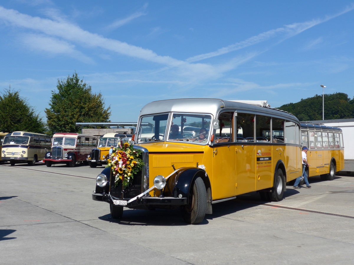 (164'213) - Suter, Herznach - AG 29'132 - Saurer/Tscher (ex Geissmann, Hgglingen; ex P 23'070) am 29. August 2015 in Oberkirch, CAMPUS Sursee