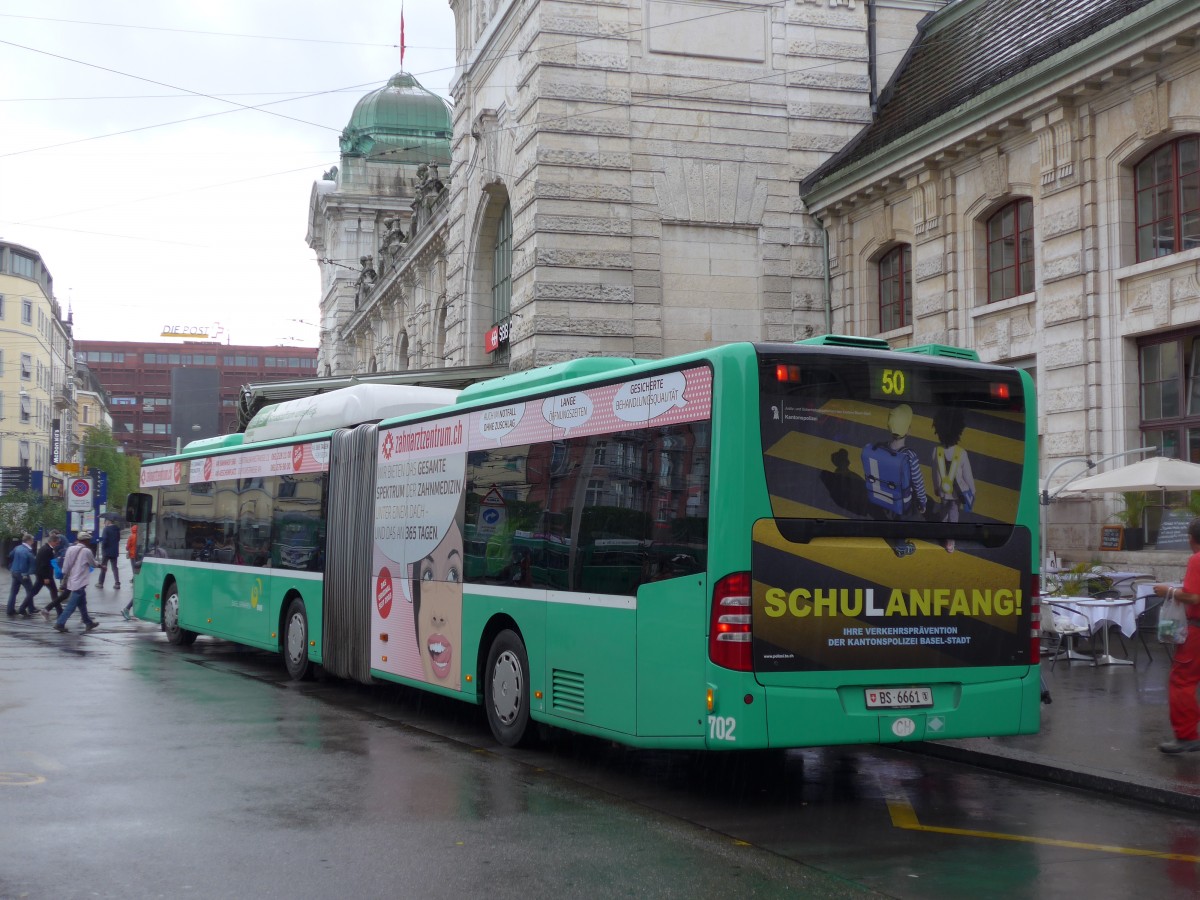 (164'700) - BVB Basel - Nr. 702/BS 6661 - Mercedes am 14. September 2015 beim Bahnhof Basel