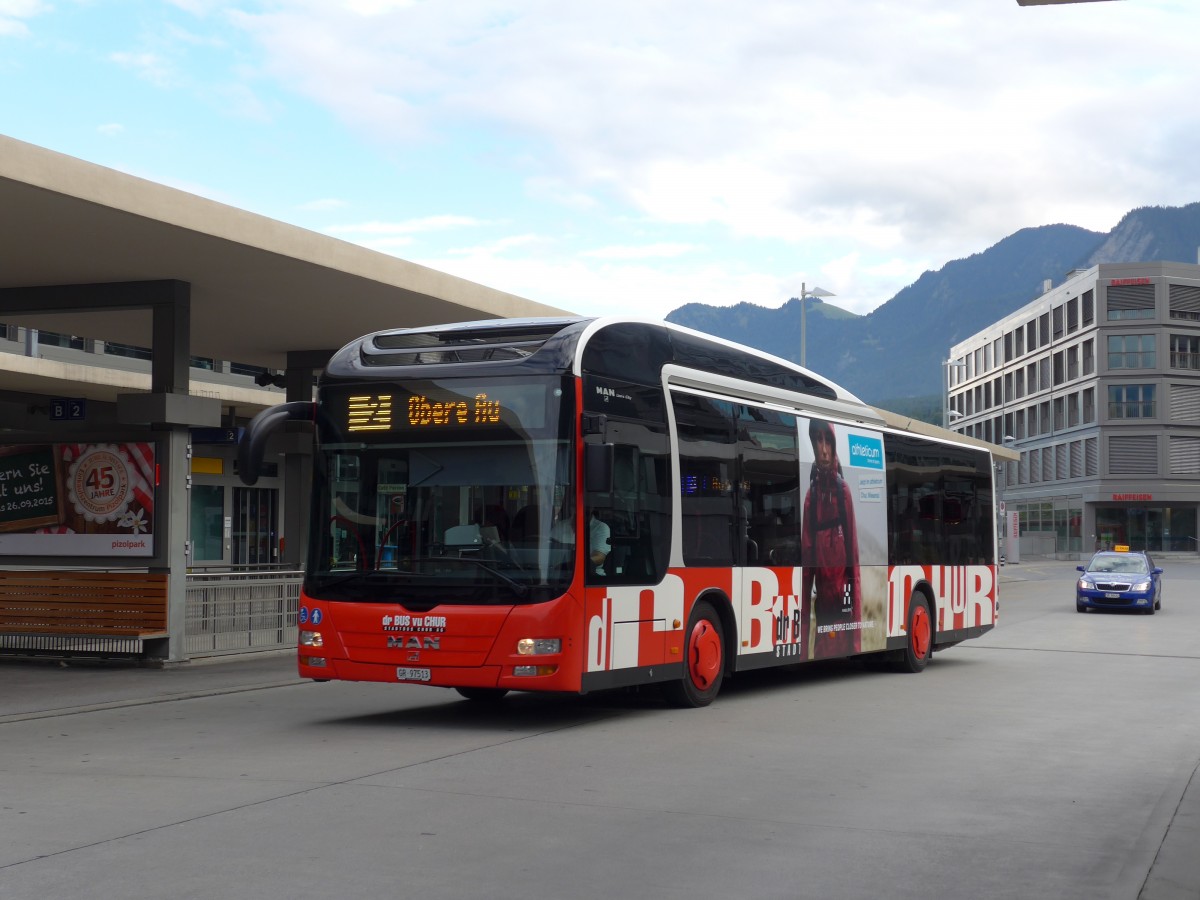 (165'220) - SBC Chur - Nr. 13/GR 97'513 - MAN am 19. September 2015 beim Bahnhof Chur