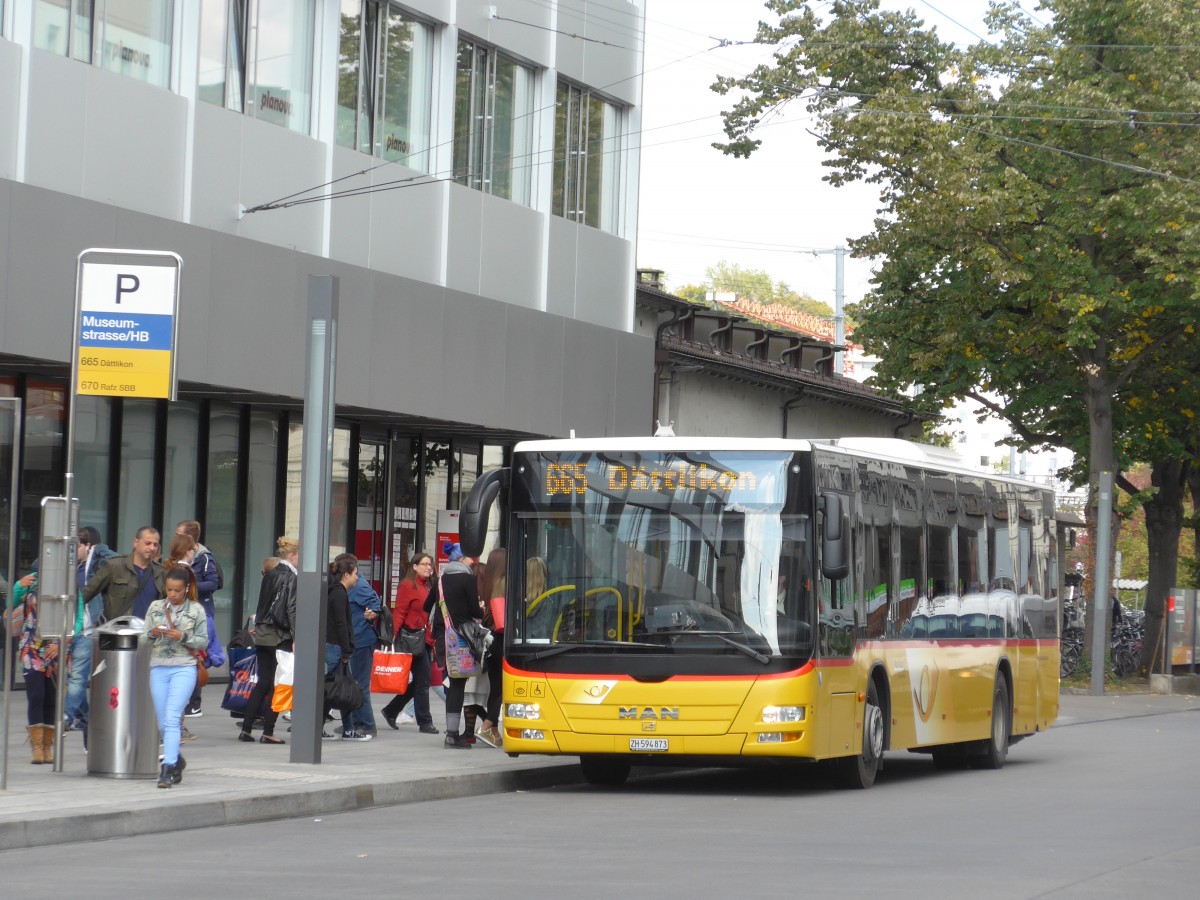 (165'909) - Moser, Flaach - Nr. 288/ZH 594'873 - MAN am 26. September 2015 in Winterthur, Museumstrasse/HB