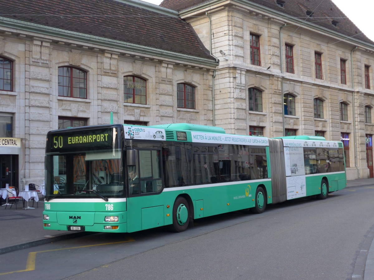 (166'620) - BVB Basel - Nr. 786/BS 3286 - MAN am 15. November 2015 beim Bahnhof Basel