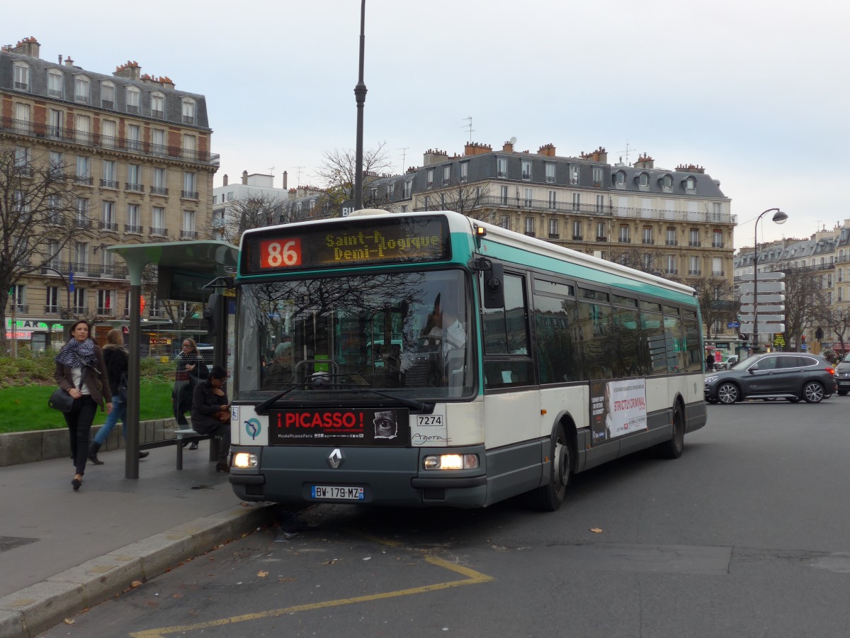 (166'755) - RATP Paris - Nr. 7274/BW 179 MZ - Renault am 16. November 2015 in Paris, Nation