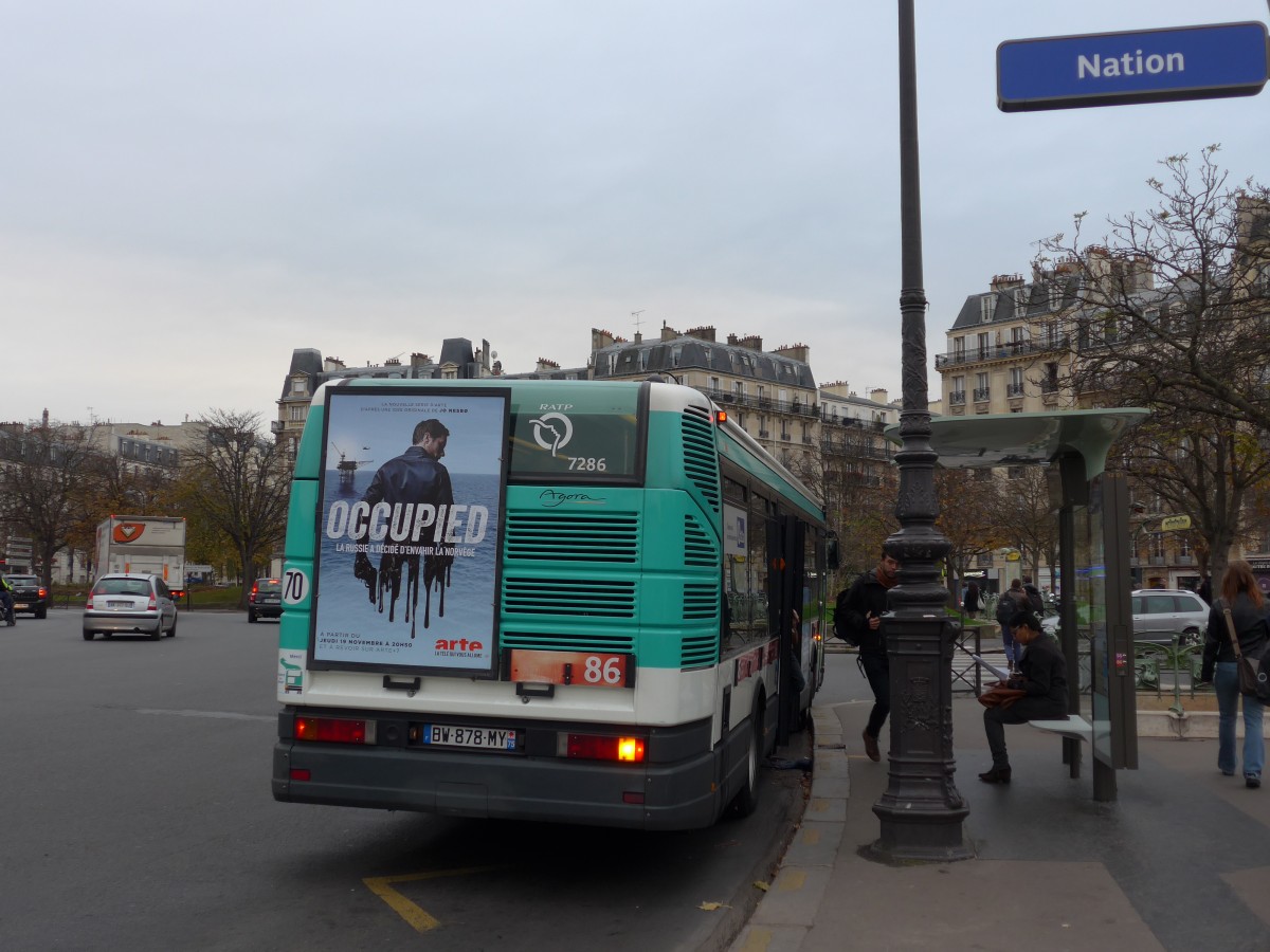 (166'757) - RATP Paris - Nr. 7286/BW 878 MY - Renault am 16. November 2015 in Paris, Nation