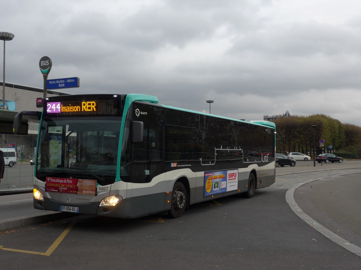 (167'010) - RATP Paris - Nr. 6867/DT 034 EL - Mercedes am 16. November 2015 in Paris, Porte Maillot