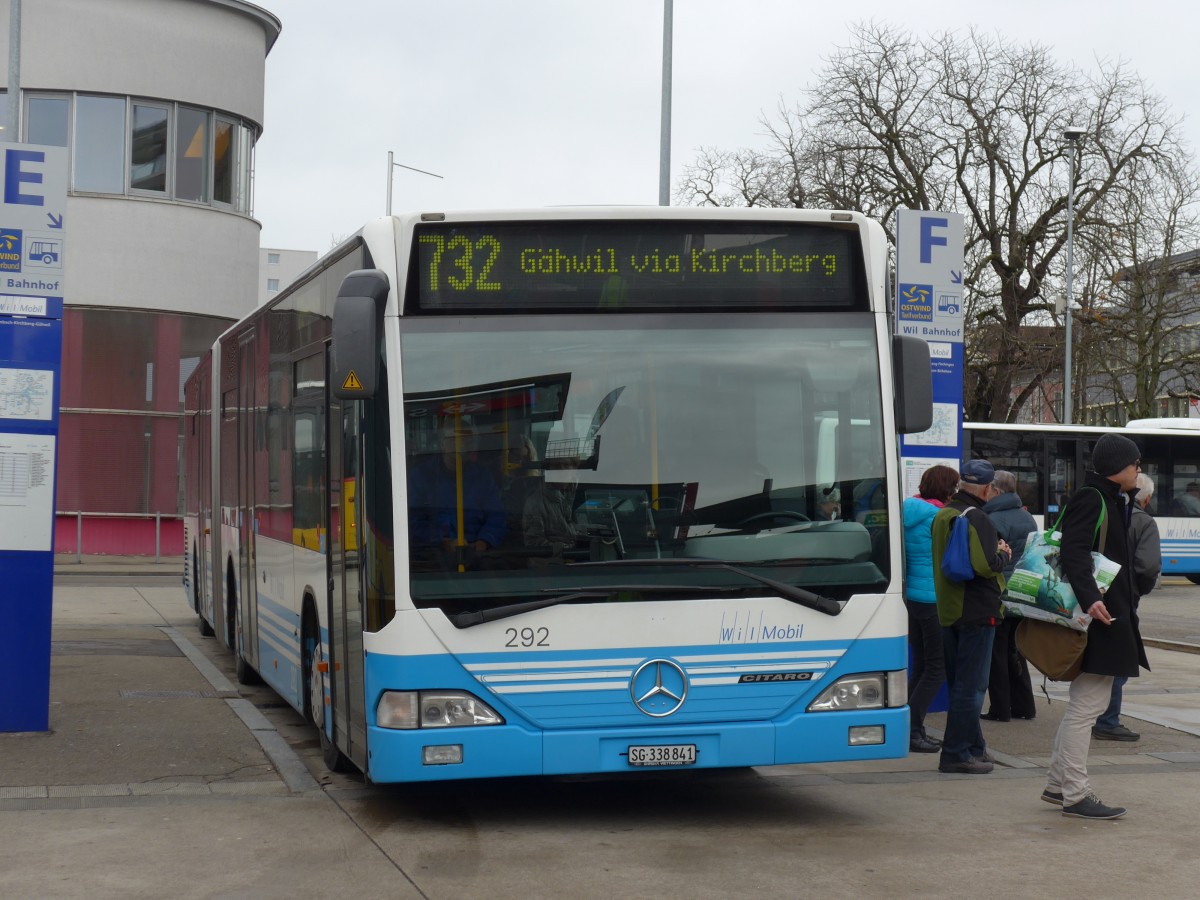 (167'515) - WilMobil, Wil - Nr. 292/SG 338'841 - Mercedes (ex RTB Altsttten Nr. 1) am 25. November 2015 beim Bahnhof Wil