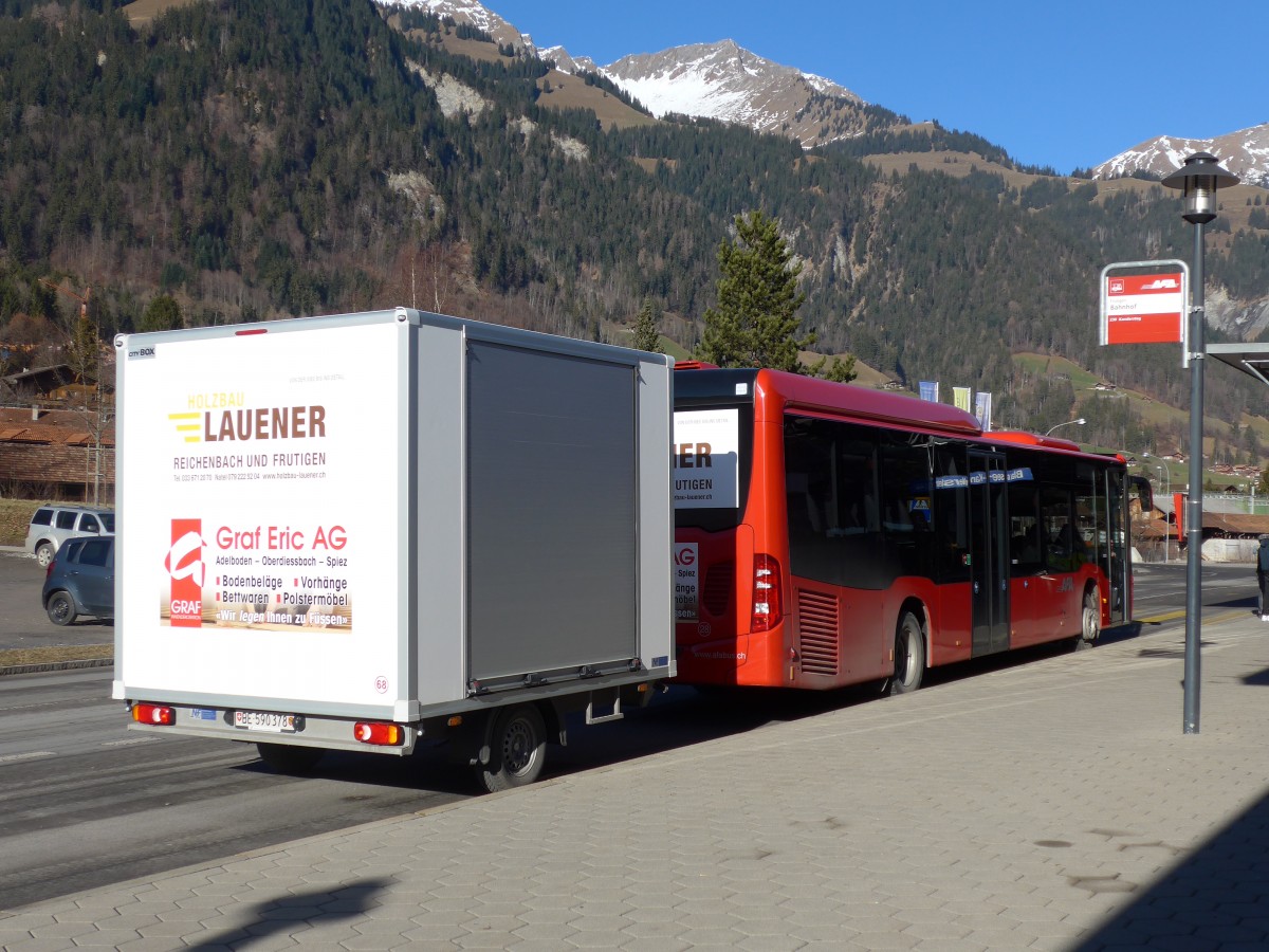 (167'860) - AFA Adelboden - Nr. 28/BE 43'089 - Mercedes am 20. Dezember 2015 beim Bahnhof Frutigen