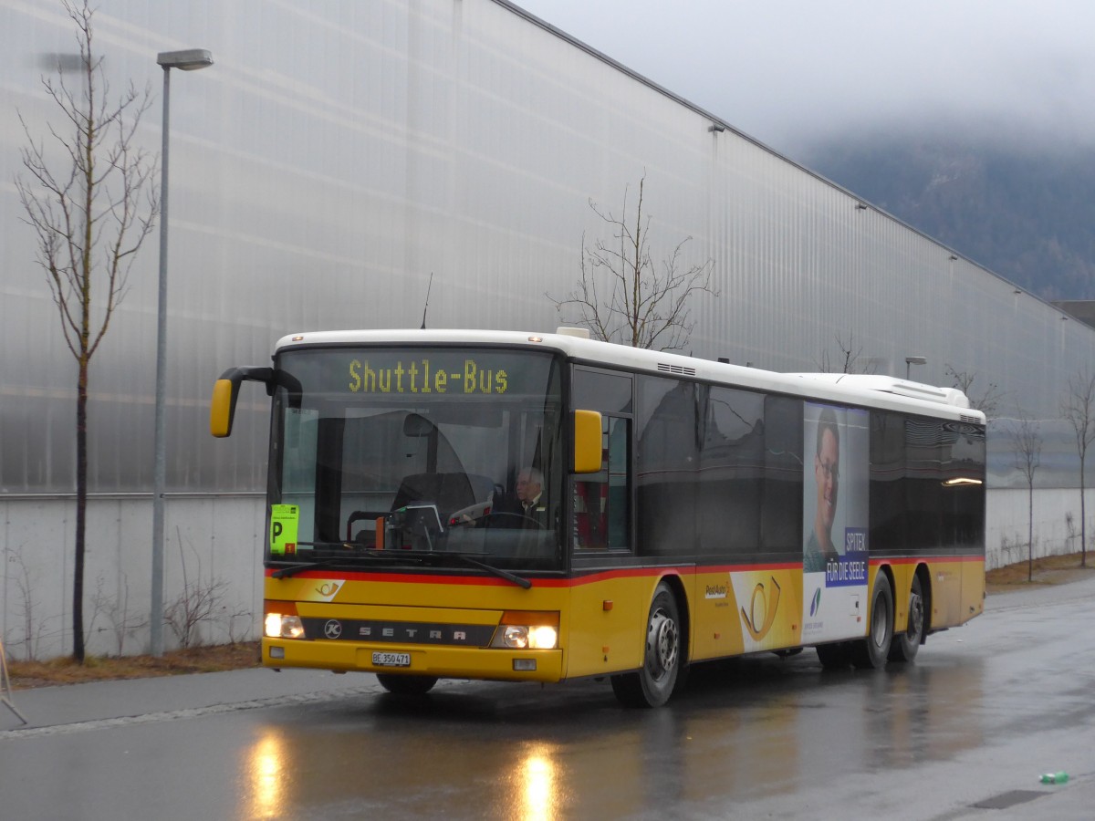 (168'428) - AVA Aarberg - Nr. 7/BE 350'471 - Setra am 10. Januar 2016 beim Bahnhof Frutigen