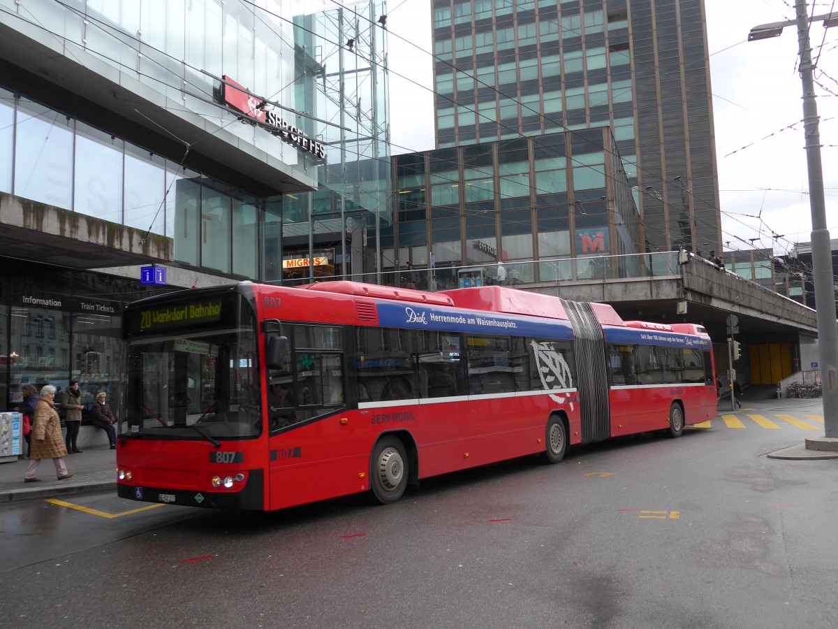 (168'460) - Bernmobil, Bern - Nr. 807/BE 612'807 - Volvo am 11. Januar 2016 beim Bahnhof Bern