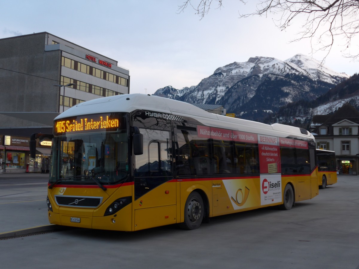 (168'580) - PostAuto Bern - BE 610'544 - Volvo am 24. Januar 2016 beim Bahnhof Interlaken West