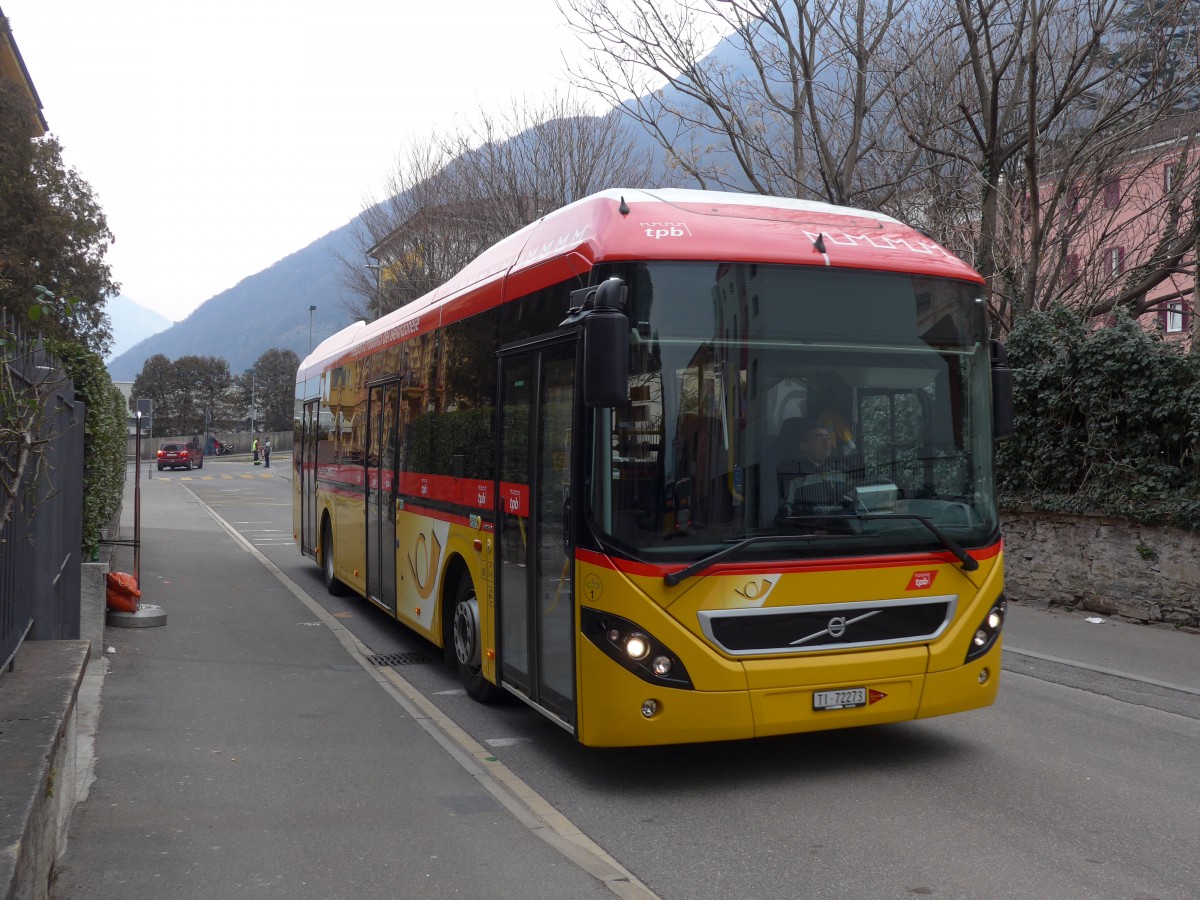 (168'652) - Chiesa, Riazzino - Nr. CB1/TI 72'273 - Volvo (ex AutoPostale Ticino) am 6. Februar 2016 in Bellinzona, Fermata provvisoria