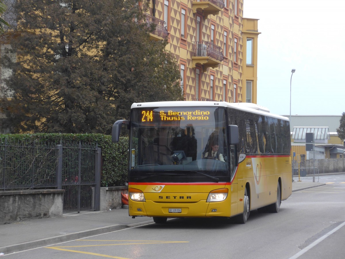 (168'669) - TpM, Mesocco - Nr. 6/GR 108'006 - Setra am 6. Februar 2016 in Bellinzona, Fermata provvisoria